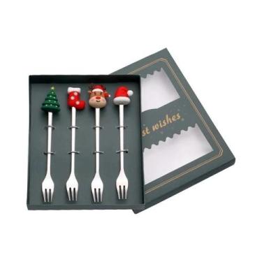 Imagem de Conjunto De Talheres De Natal Dourado E Prateado 6/4 Peças Com Design 