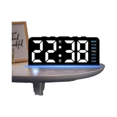 Imagem de Despertador Digital LED Alimentado Por USB Com Brilho Ajustável E Exib