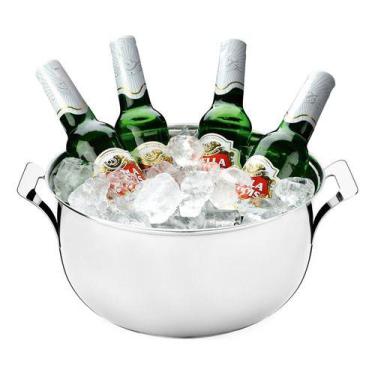 Imagem de Balde De Gelo Grande 6,5 Litros 31cm 100% Inox Para Cerveja - Zanella