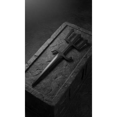 Imagem de Adaga Ritualística Tridente Crânio Metal Negro 17cm - Congratulations 