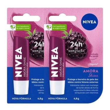 Imagem de Kit 2 Protetor Labial Nivea Amora Shine Hidratante 4,8g