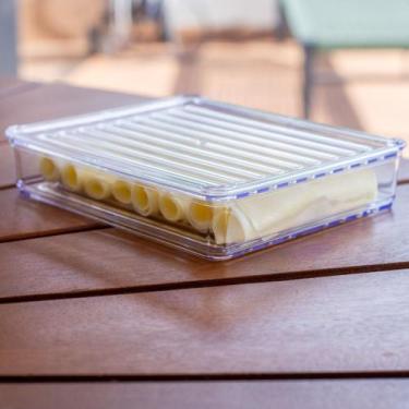 Imagem de Kit Porta Frios Presunto Queijo Kit Acrílico Resistente Com Tampa Herm