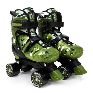 Imagem de Patins 4 Rodas Infantil Ajustável Com Freio Dianteiro Verde Para Menin