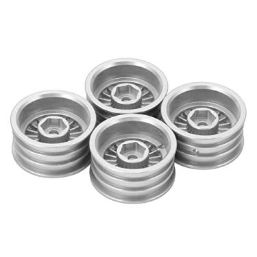 Imagem de Aro da roda em liga de alumínio, processamento confiável e alta precisão Aro da roda em escala 1/24 para carro RC axial SCX24 1/24(Prata)