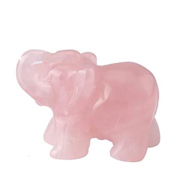 Imagem de Cristal Natural Rosa Quartzo Elefante Ametista Obsidiana Animais Pedra Artesanato Pequena Decoração de Casa Kawaii Estatueta Decoração de Quarto, 3,81 cm, Rosa