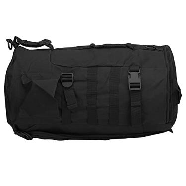 Imagem de Mochila de equipamento de pesca com suporte de vara, saco de equipamento de pesca cilíndrico Mochila de equipamento de pesca com 1 X Mochila de vara de pesca para mochila de equipamento de(Preto)