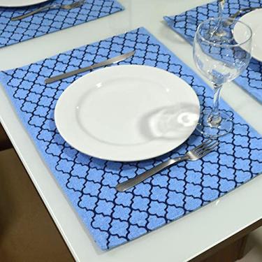 Imagem de Jogo americano Estampa Azul Agriz 33x49cm 4 Peças Azul - Emborrachado