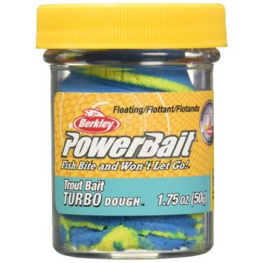 Imagem de Berkley Isca de truta PowerBait Turbo Dough, neon azul, isca de massa de pesca, tecnologia de dispersão de perfume, aroma e sabor irresistíveis, moldável e fácil de usar