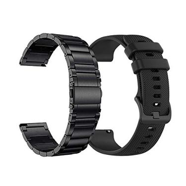 Imagem de Yeejok Pulseiras de relógio de 22 mm compatíveis com Fossil Gen 6, 5E, 5LTE, 5 Carlyle Garrett, Julianna feminina, Gen 4 Explorist HR - pulseiras esportivas de metal e silicone, preta