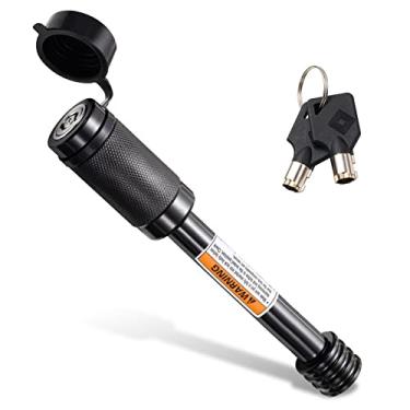 Imagem de CZC AUTO Pino de bloqueio de receptor de engate de reboque resistente, diâmetro de 1,5 cm, pino preto super extra longo de 10 cm para engates de classe III IV, para suporte de bicicleta de engate, corda de reboque para reboque, caminhão, carro, barco