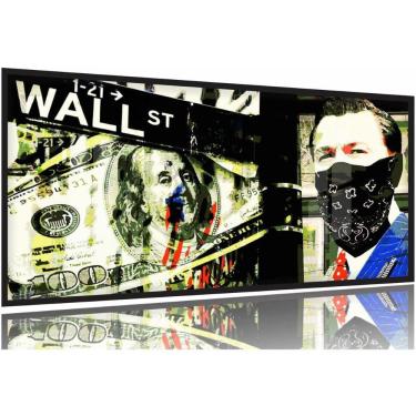 Imagem de Quadro Decorativo Lobo Wall Street 130x60 Moldura Preta 2x2