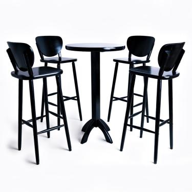 Imagem de Conjunto Bistrô Mesa Red Alta 4 Banq Mad Preto - VivaLigna