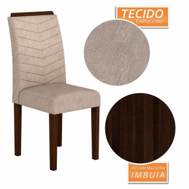 Imagem de Kit 4 Cadeiras Estofadas Lisboa Wood Imbuia/capucci - Moveis Arapongas