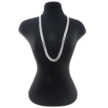 Imagem de Corrente Masculina 50Cm 6Mm Largura Folheada Prata Cr358