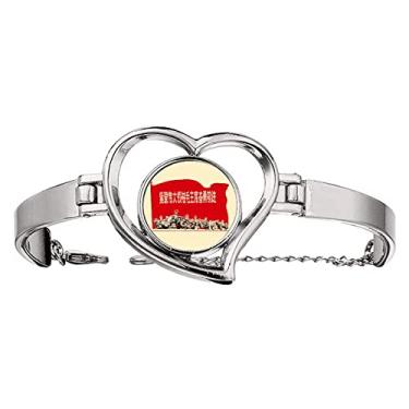 Imagem de N/A N/A Bracelete China Red Education Propaganda Follow Heart Jewelry Wire Bangle, medium, metal