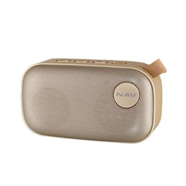 Imagem de HIOD Alto-falante sem fio Bluetooth Microfone embutido estéreo ultra-portátil Alcance de 10 m Suporte por cartão USB/SD, Dourado
