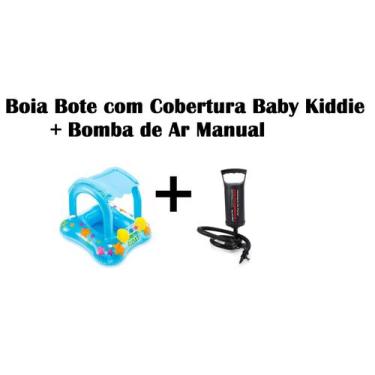 Imagem de Kit Boia Bote Baby Kiddie Com Cobertura + Bomba De Ar Manual - Intex