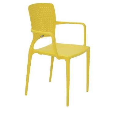Imagem de Cadeira Plastica Monobloco Com Bracos Safira Amarela - Tramontina