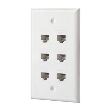 Imagem de IBL - Cat6 Keystone Ethernet placa de parede fêmea para fêmea - branco (6 portas Cat6)