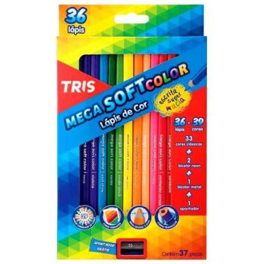 Imagem de Lápis De Cor Mega Soft Color 36 Cores + Apontador - Tris