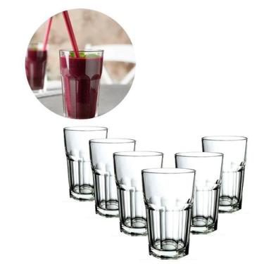 Jogo de Copo de Água ou Suco Riviera Long Drink Vidro 385ml 6 peças -  Brasil Plásticos