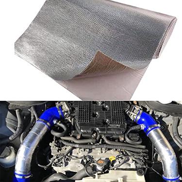 Imagem de Folha autoadesiva para barreira de calor de alumínio revestido, 30,5 x 122,5 cm, material de alumínio reflexivo de fibra de vidro, proteção de alta temperatura para uso automático e mangueira - prata (30,5 x 122 cm)