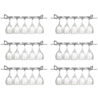 Imagem de 6 Suportes Para Taças Cromado Decoração Bar Vinho 25cm