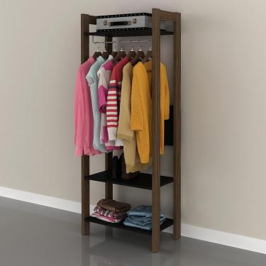 Imagem de Armário Closet Com Prateleira Cr35007 Preto/Nogal