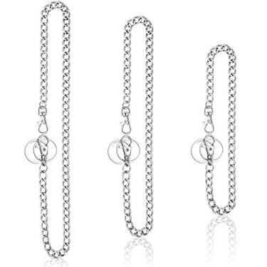 Imagem de 3 peças de calça corrente bolso corrente cinto metal jeans corrente carteira corrente com fecho lagosta e chaveiro para homens mulheres carteiras
