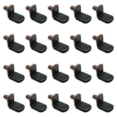 Imagem de WHYHKJ 20 peças de suporte de prateleira, suporte em forma de L de 6 mm, prateleira de armário de móveis, pinos de suporte com manga, bronze antigo