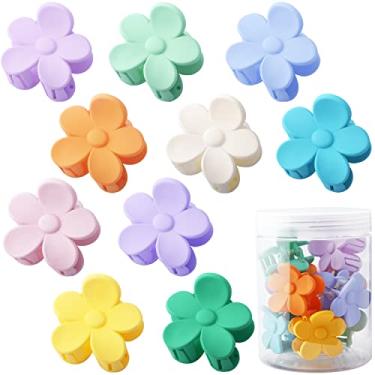 Imagem de 10 peças grampos de cabelo de flores pequenas grampos de flores fofos para acessórios de cabelo grampos de garra de cabelo em forma de flor para mulheres e meninas cor creme