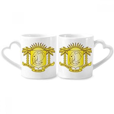 Imagem de Coate d'Ivoire National Emblem Country Couple Conjunto de canecas de porcelana cerâmica para amantes de coração