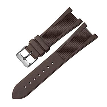 Imagem de CYSUE Para PP Patek Philippe Silicone Watch Belt 5711 5712g Nautilus Watch Strap Interface Especial 25mm*13mm Pulseira de Relógio (Cor: Marrom-Prata, Tamanho: 25-13mm)