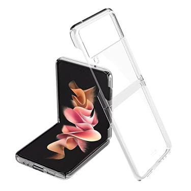 Imagem de Capa protetora dobrável galvanizada para Samsung Galaxy Z Flip 5G Capa dura para Samsung Z Flip Deluxe com borda chapeada, transparente, Z FLIP4