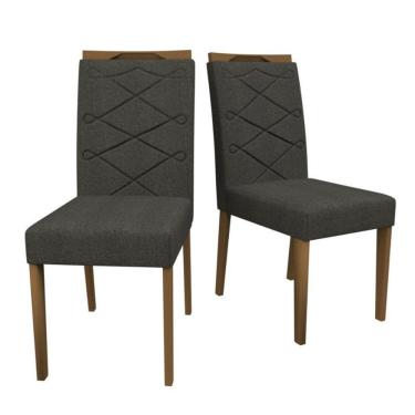 Imagem de Conjunto 2 Cadeiras Imbuia/Linho Cinza Escuro New Ceval