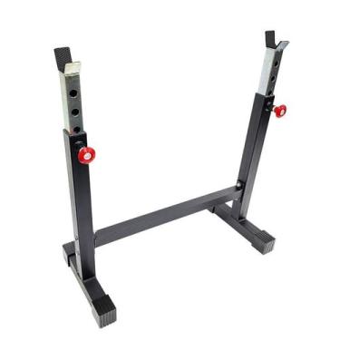 Par de Suporte Barra Peso Academia - Cross-fit - Aço - Preto