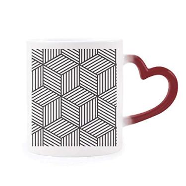 Imagem de Simple Line Art Grain Illustration Pattern Heat Sensitive Mug Red Color Changing Grés Cup