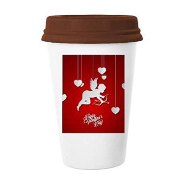 Imagem de Caneca vermelha branca anjo feliz dia dos namorados copo de cerâmica copo copo de café