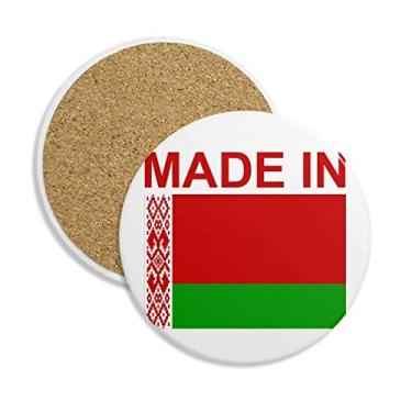 Imagem de Porta-copos de cerâmica Made In Belarus Country Love porta-copos com pedra absorvente para bebidas presente 2 peças