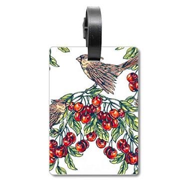 Imagem de Bird Plant Fruit Eat Green Suitcase Bag Tag Bagagem Etiqueta Scutcheon Etiqueta