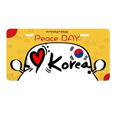 Imagem de DIYthinker I Love Korea Palavra Bandeira Love Heart Ilustration Placa de licença Etiqueta Decoração de carro Dia da Paz