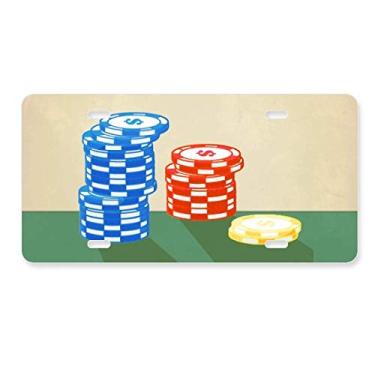 Imagem de DIYthinker Ilustração de arranjo de fichas de cassino, placa de licença decoração de aço inoxidável para automóvel