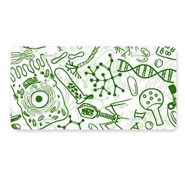 Imagem de DIYthinker Placa de licença biológica para decoração de células de microscópio verde placa de carro etiqueta de aço inoxidável