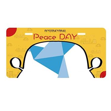 Imagem de DIYthinker Placa de licença com estampa de pombo abstrata origami azul decoração de carro dia da paz