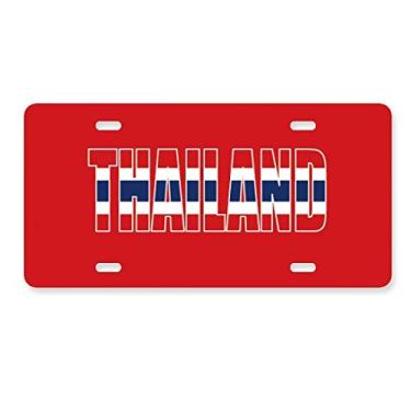 Imagem de DIYthinker Placa de carro com nome da bandeira da Tailândia em aço inoxidável para decoração de carro