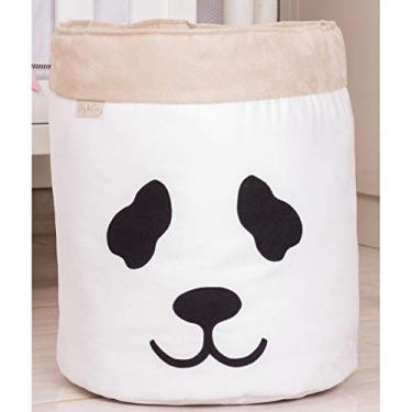 Imagem de Giz de Cor Confecções, Cesto Organizador para Brinquedos Panda, branco/Caqui