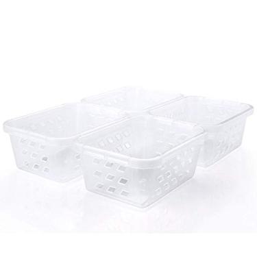 Imagem de Conjunto de Cestas Organizadoras de Plástico Retangulares Minis 4 Peças, Plasútil, Transparente