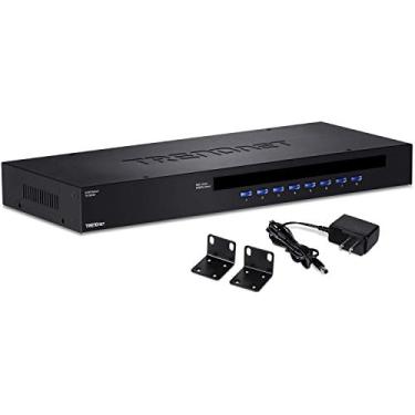 Imagem de TRENDnet Interruptor KVM de montagem em rack USB/PS2 de 8 portas, TK-803R, conexão VGA e USB, suporta conexões USB e PS/2, monitoramento de dispositivos, digitalização automática, feedback audível,