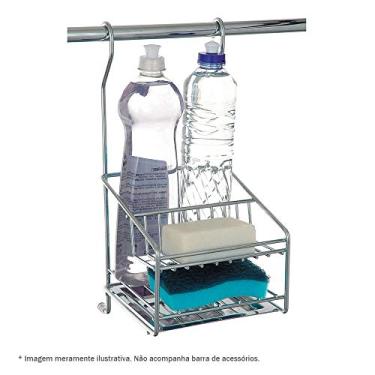 Imagem de Porta Detergente, Sabão e Esponja Aço Inox Jomer 3003