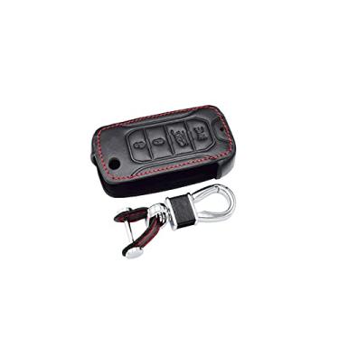 Imagem de Capa de chave do carro de couro com 4 botões, capa da chave, apto para Jeep Renegade Hard Steel 2016